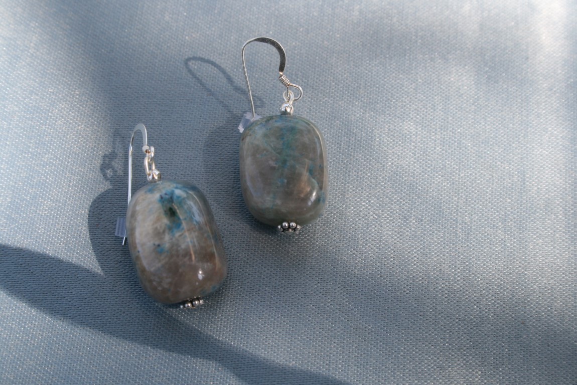 Ajoite and Papagpote Earrings Love, returning to a state of grace, transmutation of sorrows, connection with higher dimensions, beyond the body 4833